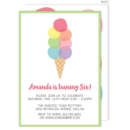 Rainbow Ice Cream Invitations